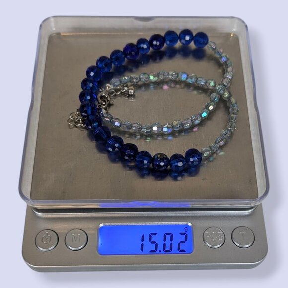 V. Blue Glass Beaded Necklace - Picture 5 of 5